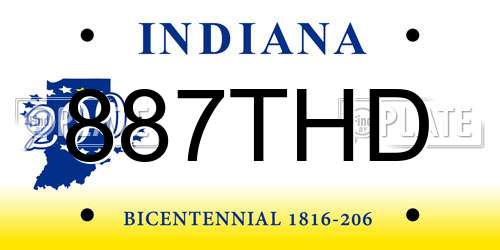 887THD Indiana License Plate