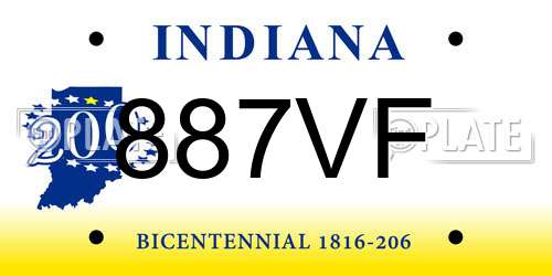 887VF Indiana License Plate
