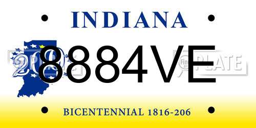 8884VE Indiana License Plate