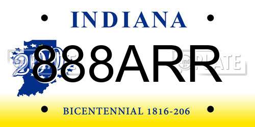 888ARR Indiana License Plate