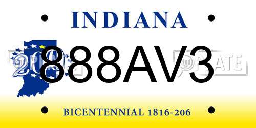 888AV3 Indiana License Plate