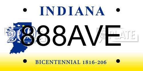 888AVE Indiana License Plate