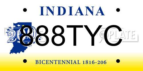 888TYC Indiana License Plate