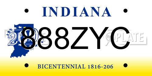 888ZYC Indiana License Plate
