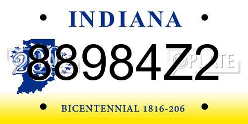 88984Z2 Indiana License Plate
