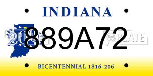 889A72 Indiana License Plate
