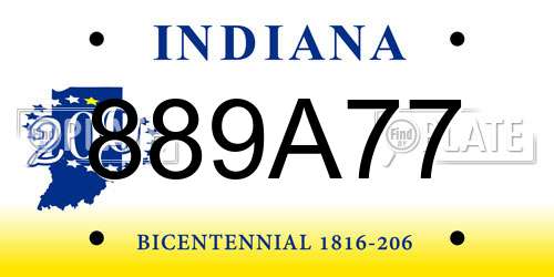 889A77 Indiana License Plate