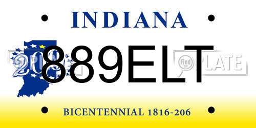 889ELT Indiana License Plate