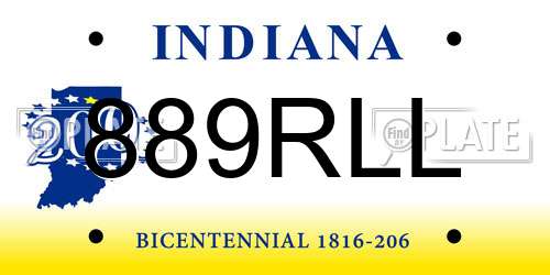889RLL Indiana License Plate