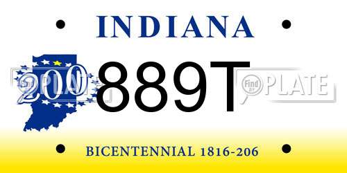 889T Indiana License Plate