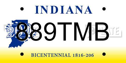 889TMB Indiana License Plate