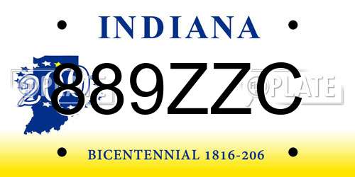 889ZZC Indiana License Plate