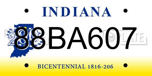 88BA607 Indiana License Plate