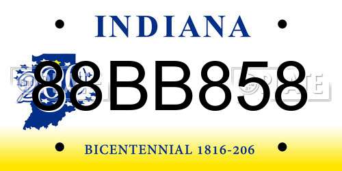 88BB858 Indiana License Plate