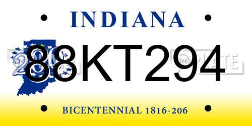 88KT294 Indiana License Plate