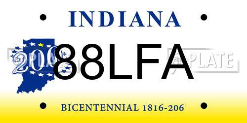 88LFA Indiana License Plate