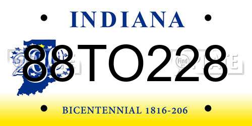 88TO228 Indiana License Plate