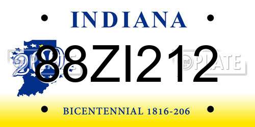 88ZI212 Indiana License Plate