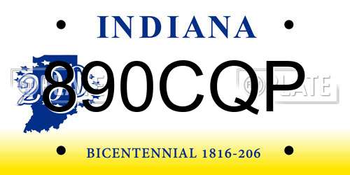 890CQP Indiana License Plate