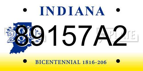 89157A2 Indiana License Plate