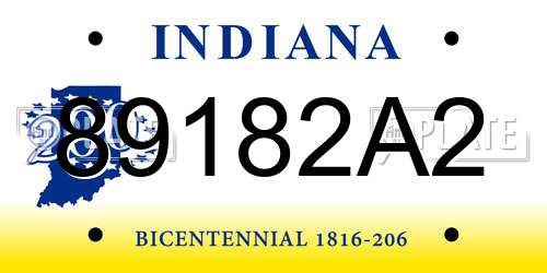89182A2 Indiana License Plate