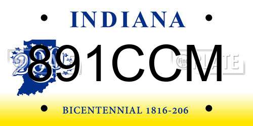 891CCM Indiana License Plate