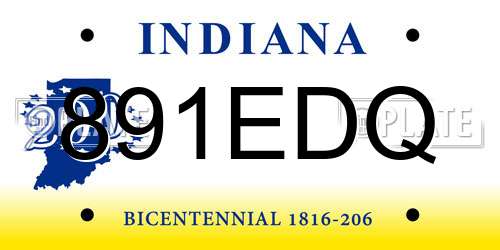 891EDQ Indiana License Plate