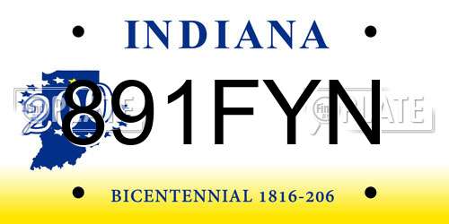 891FYN Indiana License Plate