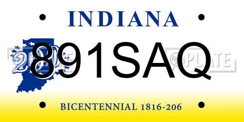 891SAQ Indiana License Plate