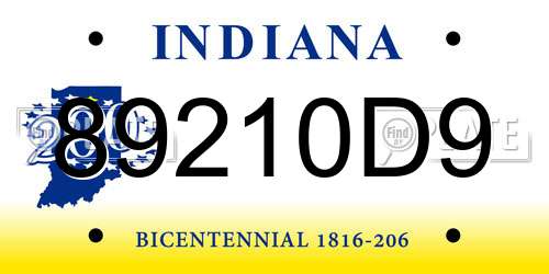 89210D9 Indiana License Plate
