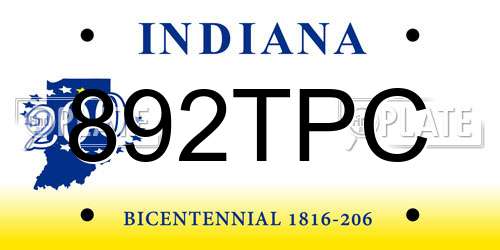 892TPC Indiana License Plate