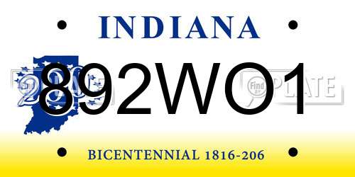 892WO1 Indiana License Plate