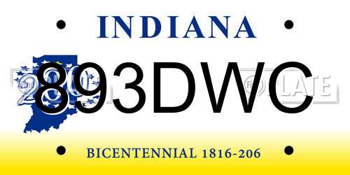 893DWC Indiana License Plate