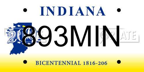 893MIN Indiana License Plate
