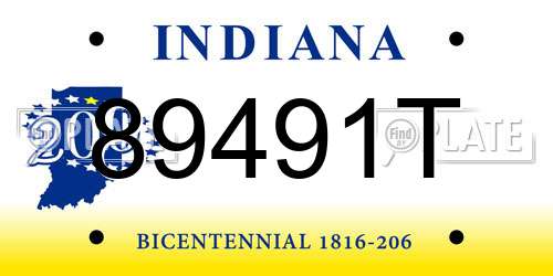 89491T Indiana License Plate