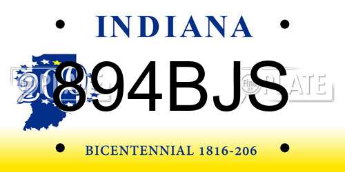 894BJS Indiana License Plate