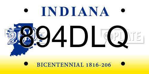 894DLQ Indiana License Plate