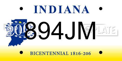 894JM Indiana License Plate