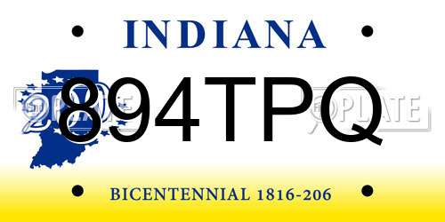 894TPQ Indiana License Plate