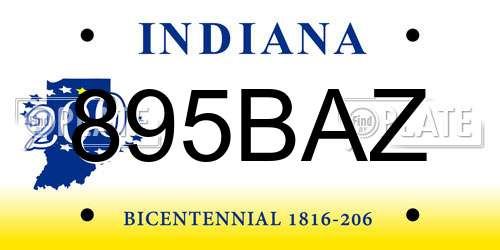 895BAZ Indiana License Plate