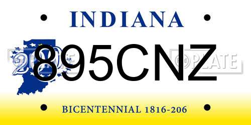 895CNZ Indiana License Plate