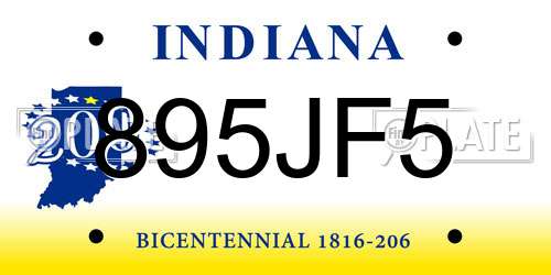 895JF5 Indiana License Plate