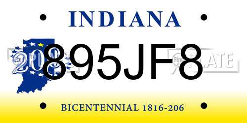 895JF8 Indiana License Plate