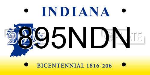 895NDN Indiana License Plate