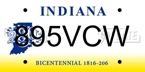 895VCW Indiana License Plate