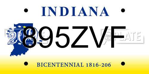 895ZVF Indiana License Plate