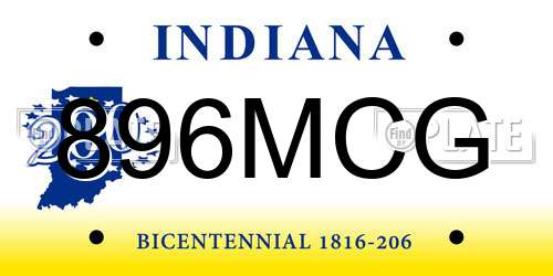 896MCG Indiana License Plate
