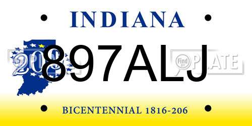 897ALJ Indiana License Plate