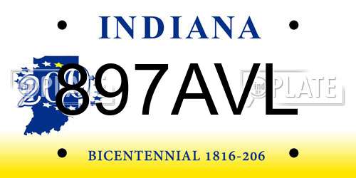 897AVL Indiana License Plate