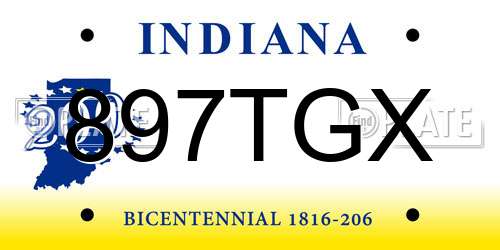 897TGX Indiana License Plate